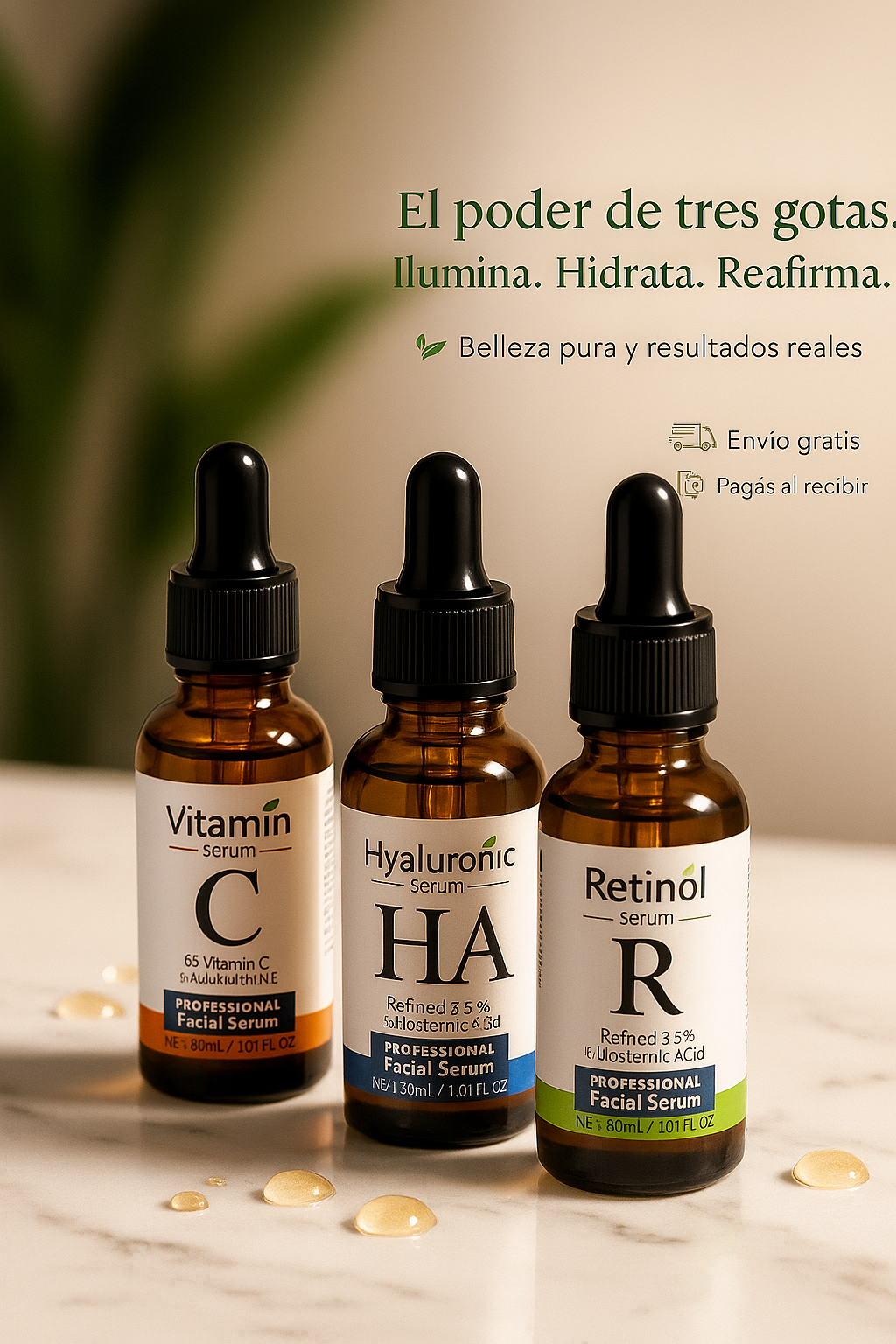 Tres serums, una sola rutina para iluminar, hidratar y reafirmar tu piel